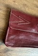 70'S VINTAGE BURGUNDY LEATHER CLUTCH LADIES BAG