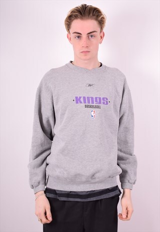 REEBOK MENS VINTAGE SWEATSHIRT JUMPER LARGE GREY 90'S