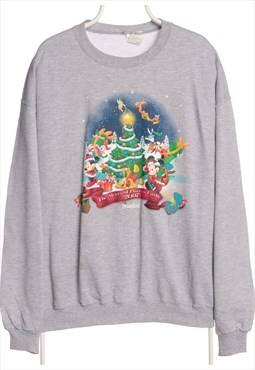 Vintage 90's Disney Sweatshirt Printed Mickey Grey XLarge