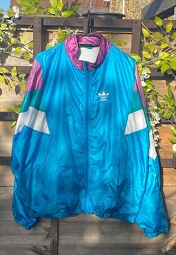 Vintage Adidas 1990s turquoise windbreaker jacket large 