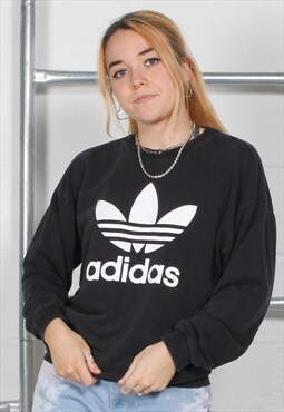 Vintage Adidas Originals Sweatshirt in Black w Big Logo UK10
