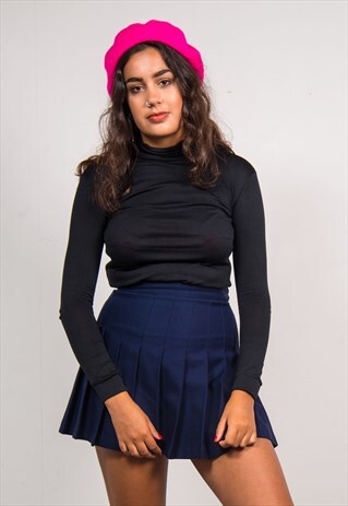 VINTAGE 70'S BLACK TURTLE NECK LONG SLEEVE TOP