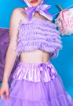 lilac purple lavender ruffle frilly top festival kitsch 