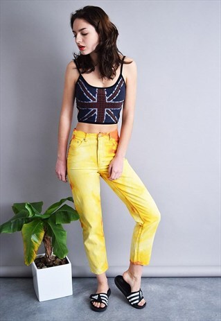 90'S RETRO HIGHWAISTED CUSTOMIZED ACID WASH MOM'S JEANS