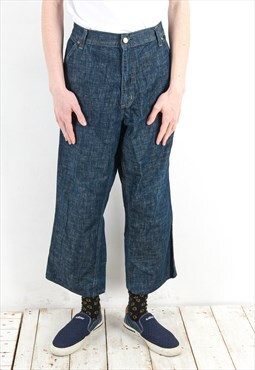 Vintage Men W36 L30 Cargo Jeans Denim Trousers Single Knee 
