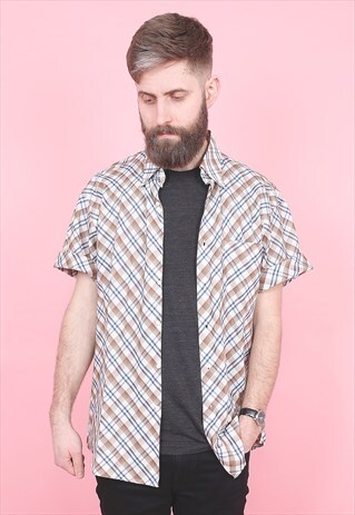 VINTAGE SHORT SLEEVED CHECK SHIRT /E2162