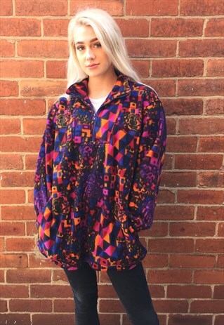 VINTAGE AZTEC FLEECE OVERSIZED WINTER JUMPER