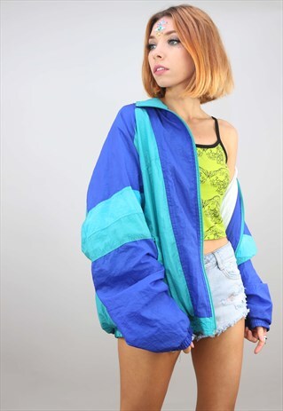 VINTAGE 80S 90S OVERSIZED FESTIVAL SHELL WINDBREAKER JACKET