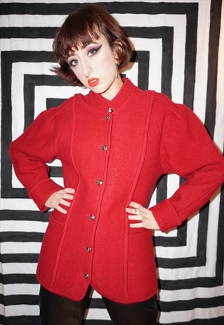 VINTAGE 80S RED WOOL COAT