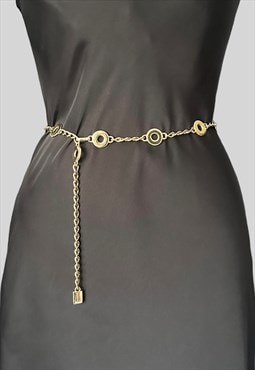 70's Vintage Gold Disc Chain Link Ladies Metal Belt