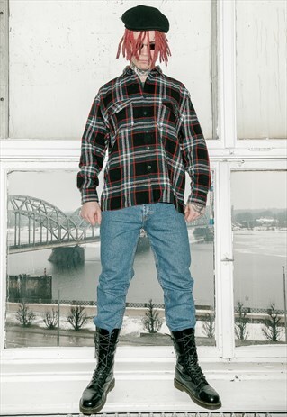 VINTAGE COLLEGE CHECKERED SHIRT / 1990S