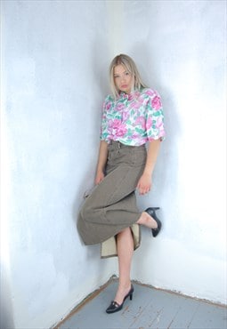 Vintage 90's cool baggy flowers tailored funky blouse shirt