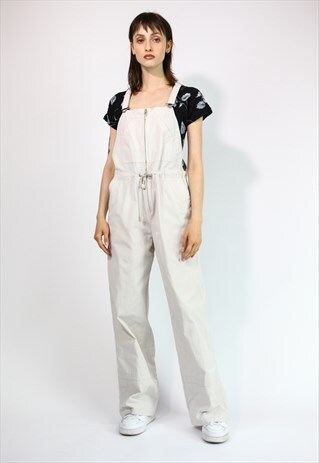 Vintage Y2K Tech Dungarees in Vream Small