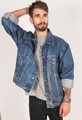 VINTAGE 80S WRANGLER PATCHED DENIM JACKET / R195