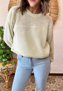 1970's vintage oversize knit cream pullover