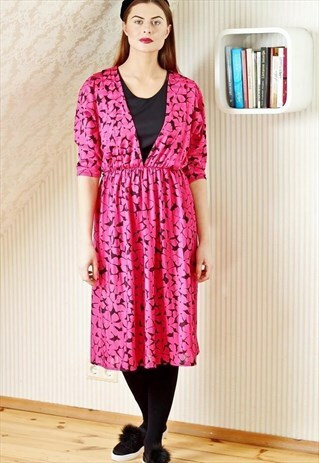 PINK AND BLACK VINTAGE DRESS