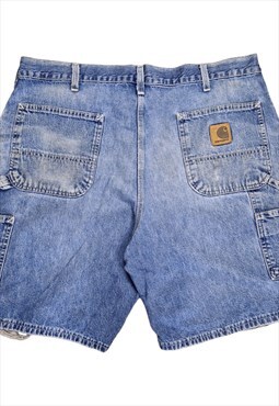 Men's Carhartt Denim  Carpenter Cargo Shorts In Blue Size W3