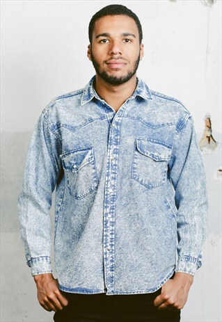 VINTAGE ACID WASH DENIM SHIRT