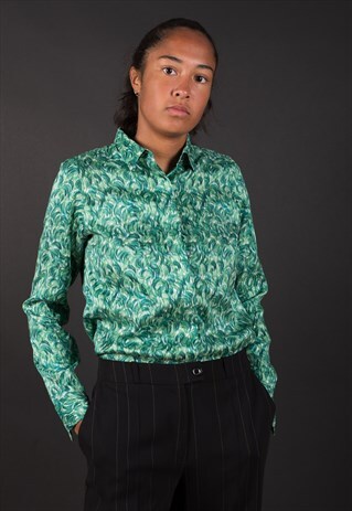 GREEN ABSTRACT PRINT BLOUSE BY DRIES VAN NOTEN