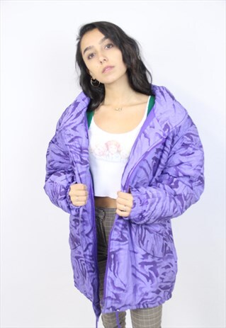 VINTAGE 90'S PURPLE PATTERNED PADDED JACKET