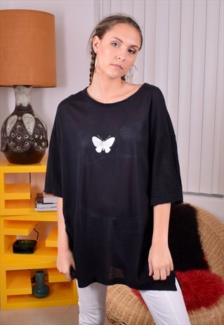 BLACK VERSACE JEANS COUTURE EMBROIDERED BUTTERFLY TUNIC