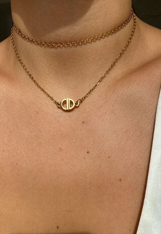 AUTHENTIC DIOR CD PENDANT- DOUBLE CHAIN REWORKED CHOKER