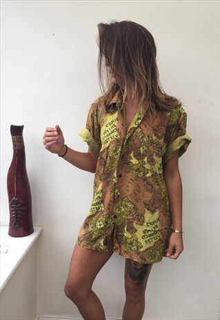 CRAZY PATTERNED OVERSIZED RETRO VINTAGE FESTIVAL SHIRT
