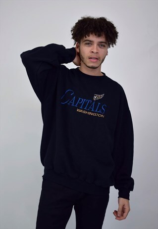 VINTAGE 90'S CAPITALS WASHINGTON BLACK SWEATSHIRT