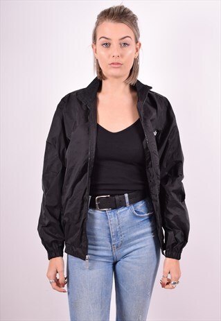 NIKE WOMENS VINTAGE RAIN JACKET SMALL BLACK 90'S