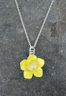Buttercup Yellow Flower Delicate Pendant Necklace