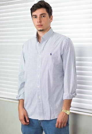 VINTAGE POLO RALPH LAUREN SHIRT LOGO 90S L 8