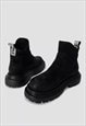  GOTHIC PLATFORM ANKLE BOOTS CHUNKY PU PUNK SHOES IN BLACK