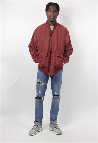 VINTAGE RED SILK BOMBER JACKET