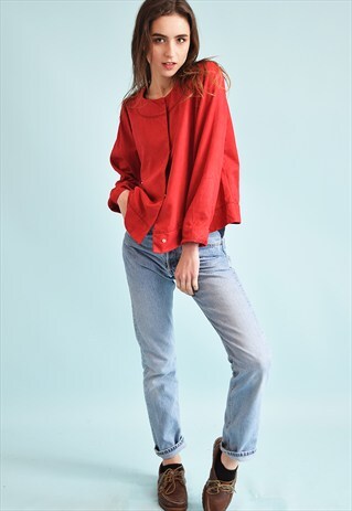 90'S RETRO FAUX SUEDE OVERSIZED MOMS JACKET TOP