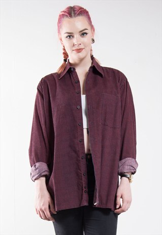 VINTAGE RED PATTERNED CORD SHIRT