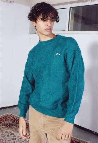 VINTAGE LACOSTE TEAL PATTERNED JUMPER
