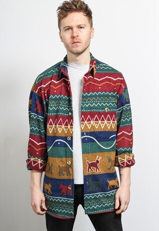 VINTAGE AZTEC PATTERNED SHIRT