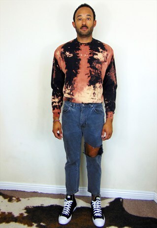 80S 90S RIPPED KNEE CROPPED FADED BLACK DENIM JEANS 30