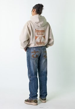 Blue Denim 90s Baggy Hip Hop X8 Cargo Skater Trousers Pants