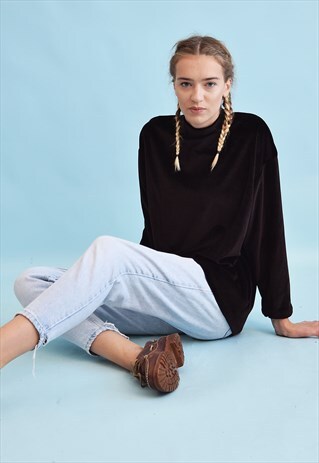 90'S RETRO GRUNGE VELVETEEN OVERSIZED SWEATSHIRT JUMPER TOP