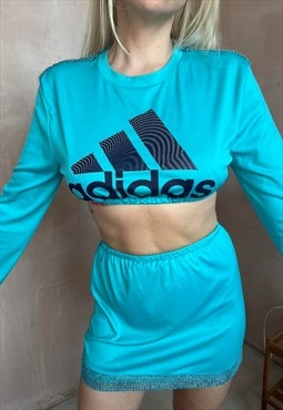 reworked y2k adidas crop top and skirt