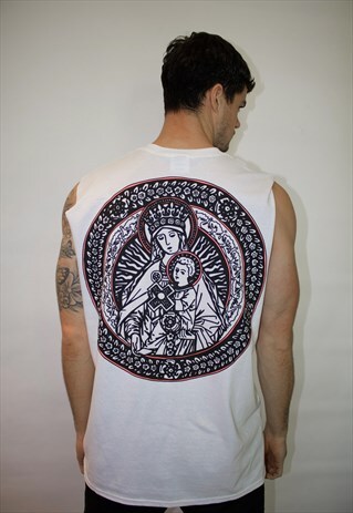 DIVINE MOTHER SLEEVELESS WHITE TEE