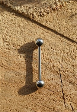 Unisex Stainless Steel Silver Nipple and Tongue Piercing
