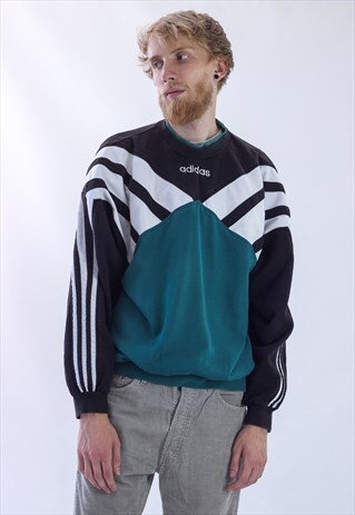 VINTAGE MENS ADIDAS TEAM TRAINING SWEATSHIRT CREW NECK