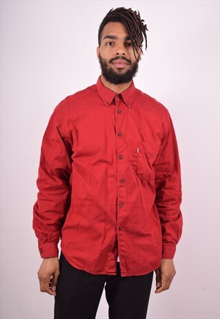 LEVI'S MENS VINTAGE SHIRT LARGE MAROON 90S