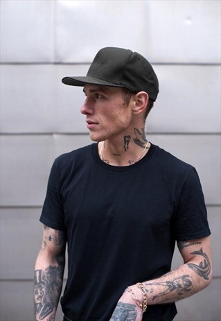 SCRIBBLE TEXT SNAPBACK BASEBALL CAP - CHARCOAL GREY