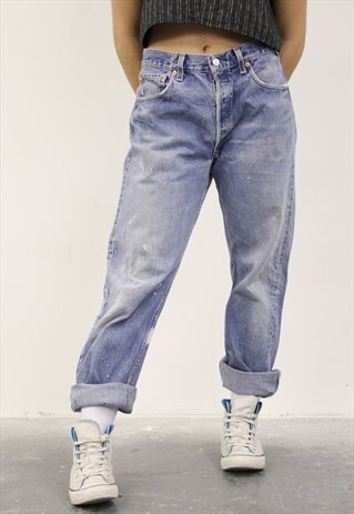 VINTAGE LEVI'S 501 BLUE PAINT MOM JEANS