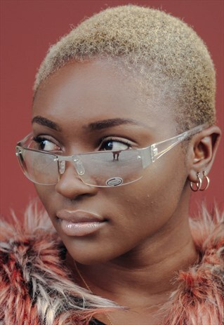 FEEL ME CLEAR RIMLESS VINTAGE SUNGLASSES RETRO 80S 90S