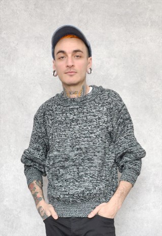 CHARCOAL BLACK AND GREY KNIT JUMPER