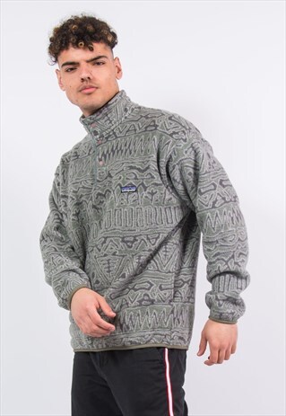 VINTAGE PATAGONIA SYNCHILLA FLEECE GREY PATTERNED